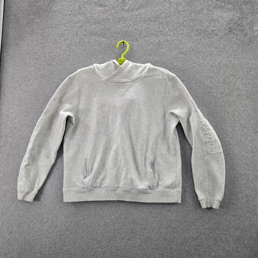 Marine Layer Women Hoodie L Gray Fleece Elbow Patched Long Sleeve